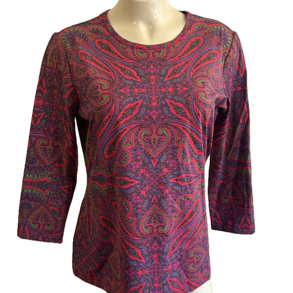 J McLaughlin Catalina cloth paisley  top MED - Picture 1 of 10